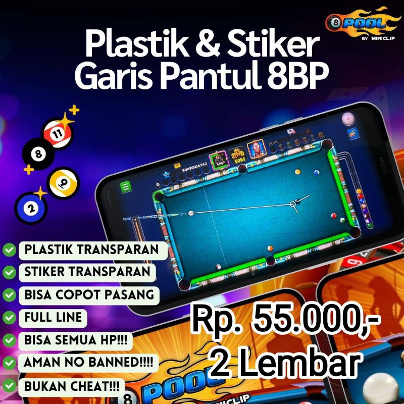 Jual PLASTIK DAN STIKER GARIS PANTUL 8 BALL POOL/ANTI GORES 8 BALL POOL