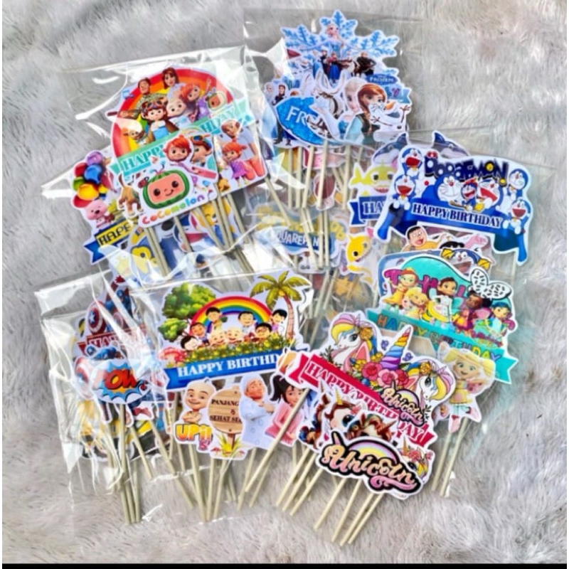 Jual Toper Karakter Cake Topper Murah Hiasan Kue Ulang Tahun Full Stick ...