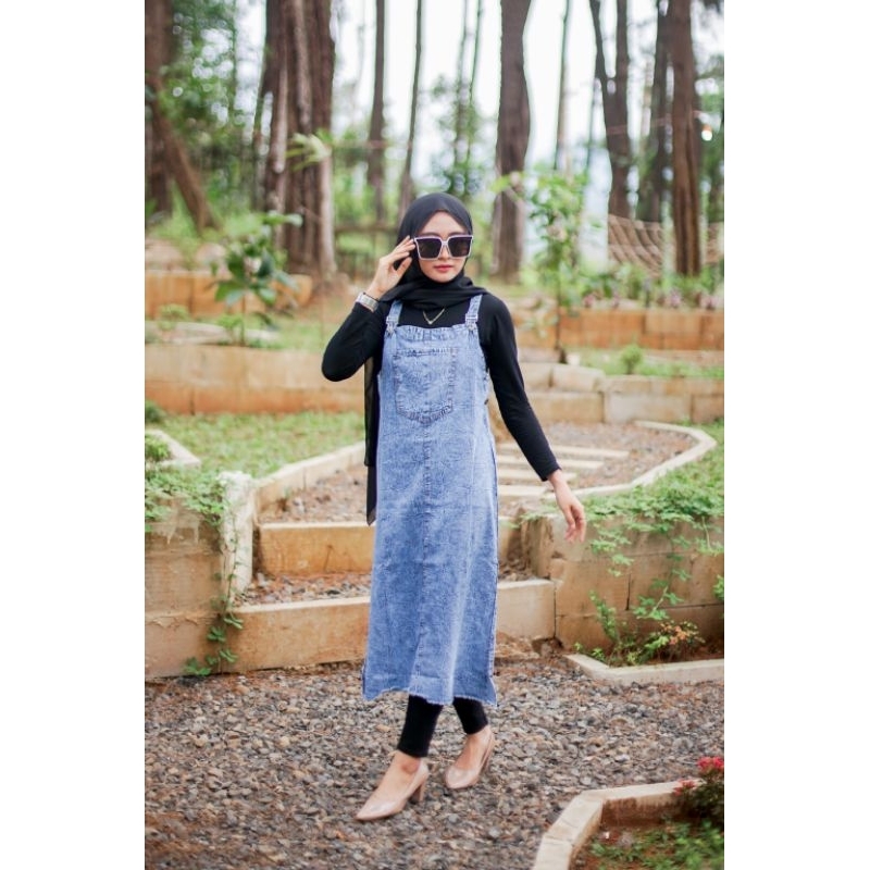 Jual Jumpsuit Overall Jeans Denim Wanita Rok Kodok Korean Style snow ...