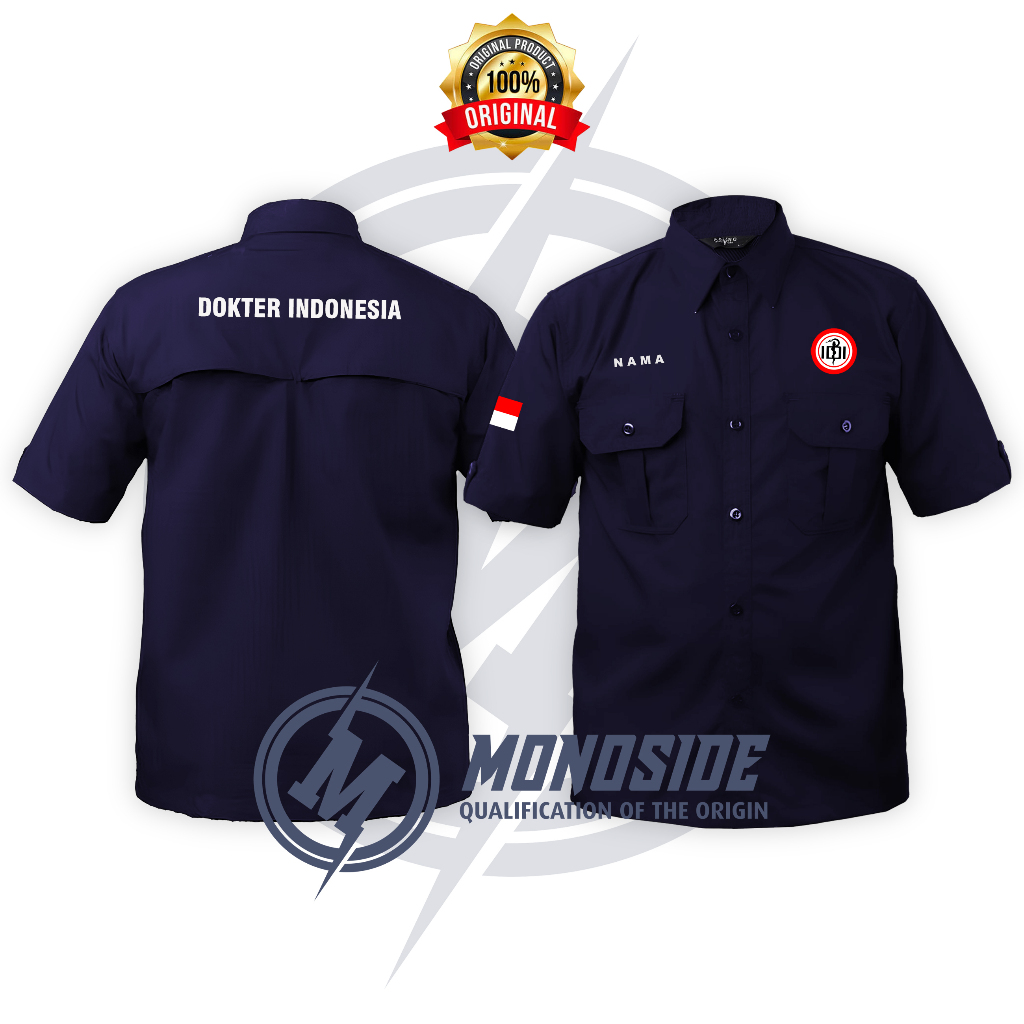 KEMEJA PDL PDH LENGAN PENDEK DOKTER INDONESIA FULL BORDIR FREE DESAIN CUSTOM