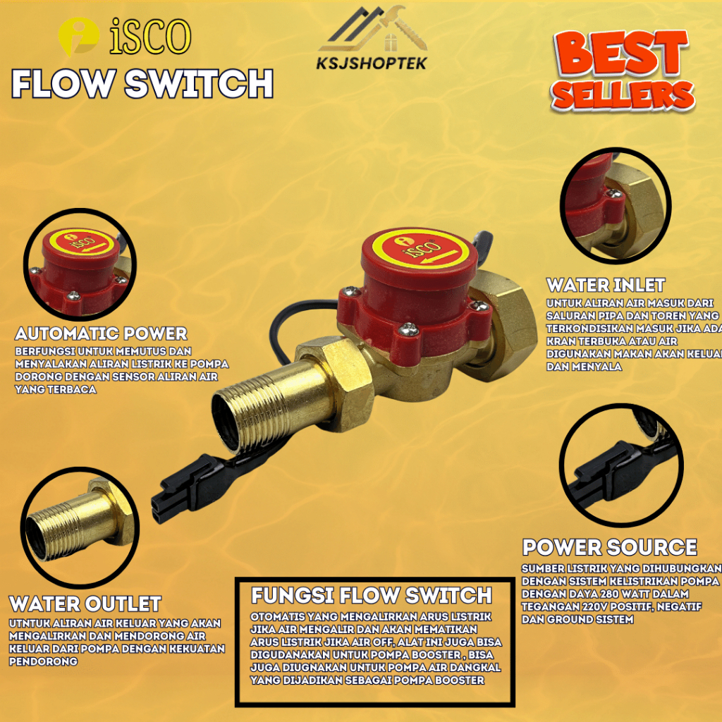 Jual Flow Switch Isco X Nepel Otomatis Booster Pump Pompa