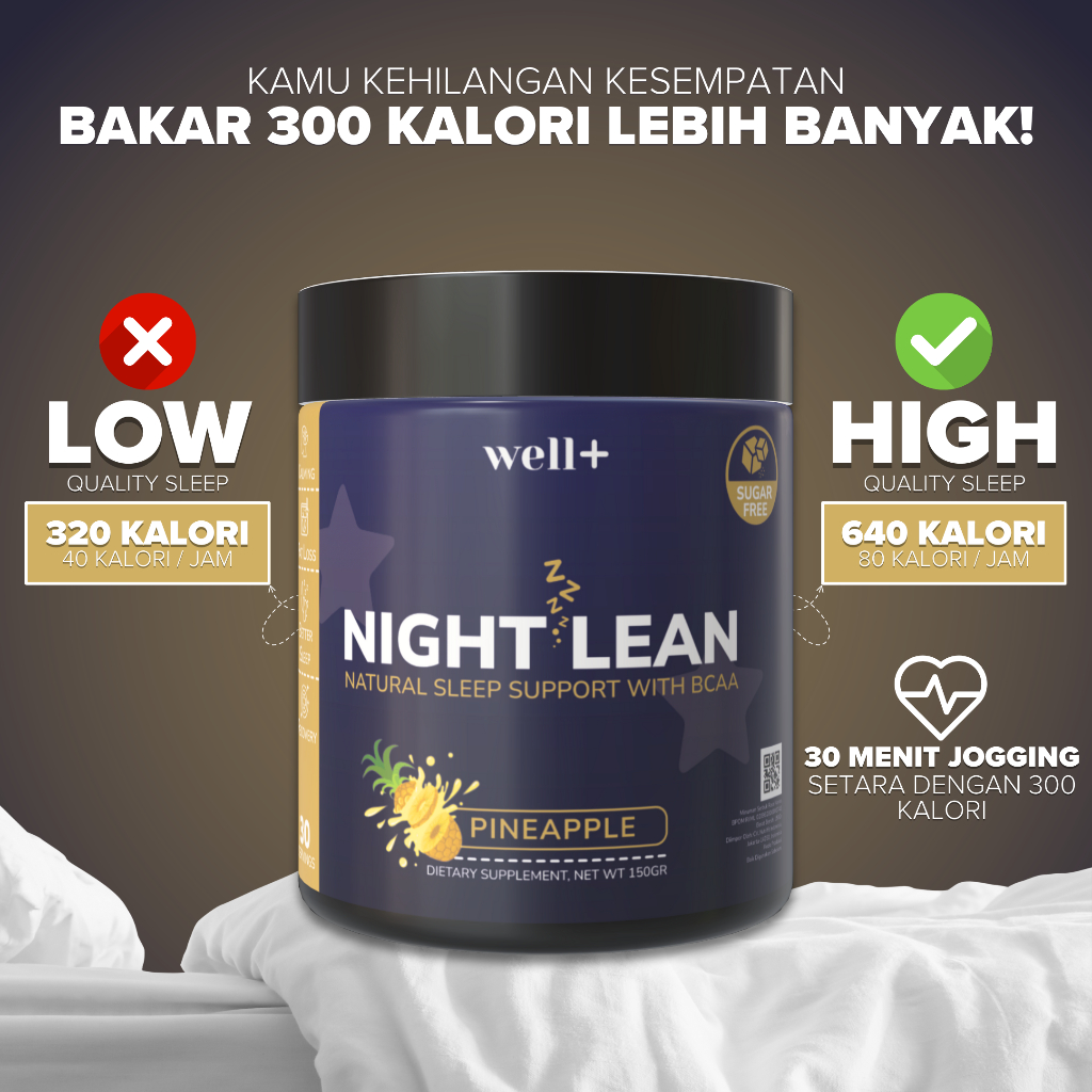 Jual Well+ Night Lean Fat Burner Sleep Support 120 Gram 30 Serving Fat ...