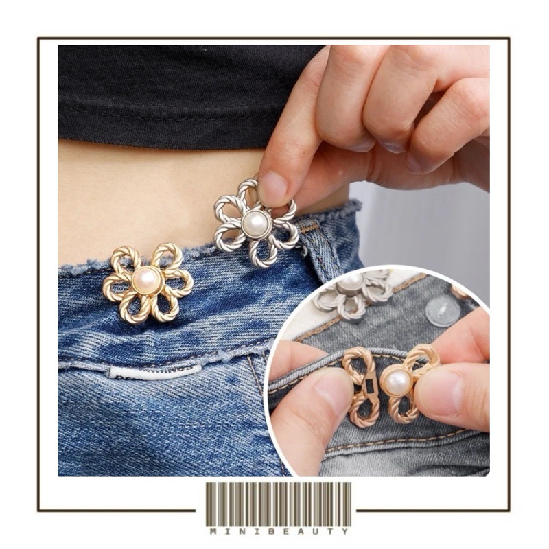 Jual kancing bunga jeans tusuk motif bunga simple adjustable kancing ...