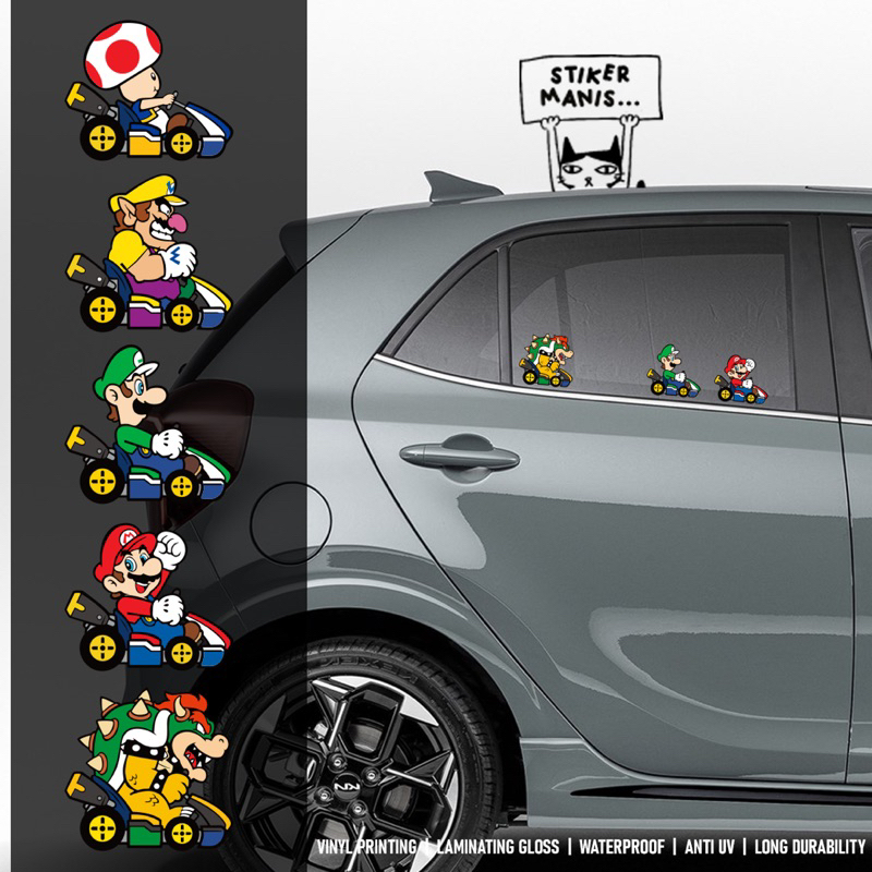 Jual sticker mario bros racing stiker motor stiker mobil stiker helm ...