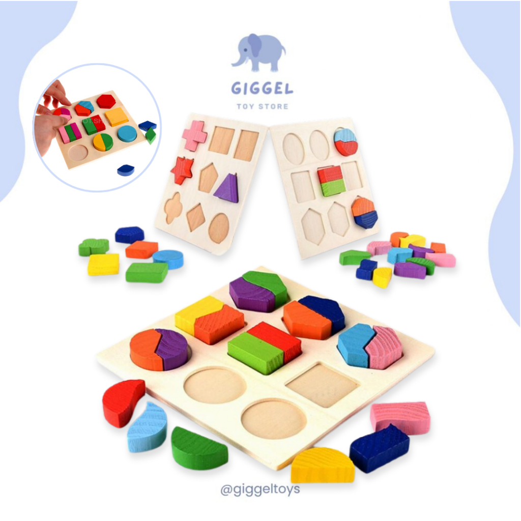 Jual [ Giggel ] Mainan Kayu Edukasi Anak Wooden Toys Puzzle Geometri 3D ...