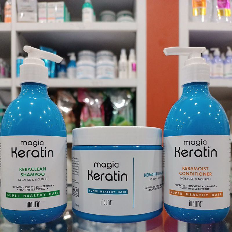 Jual 1 SET Inaura magia keratin masker/shampo dan condisoner kemasan ...