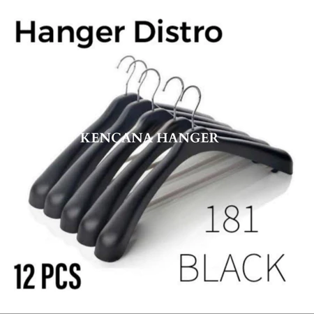 Hanger Gantungan Plastik 181 Hitam | Gantungan Baju - Jas Berkualitas (1 Lusin) 12 PCS