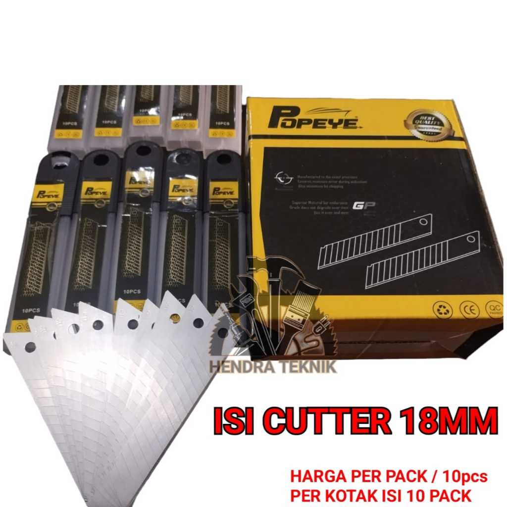Jual ISI 10 PCS ISI CUTTER BESAR 18mm REFILL PISAU KATER BAJA LEBAR ...