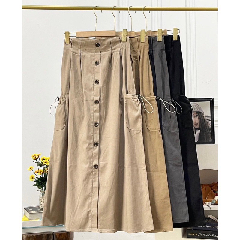 Jual ROK VINY CARGO BUTTON TWILL SETRECTH PREMIUM | Shopee Indonesia