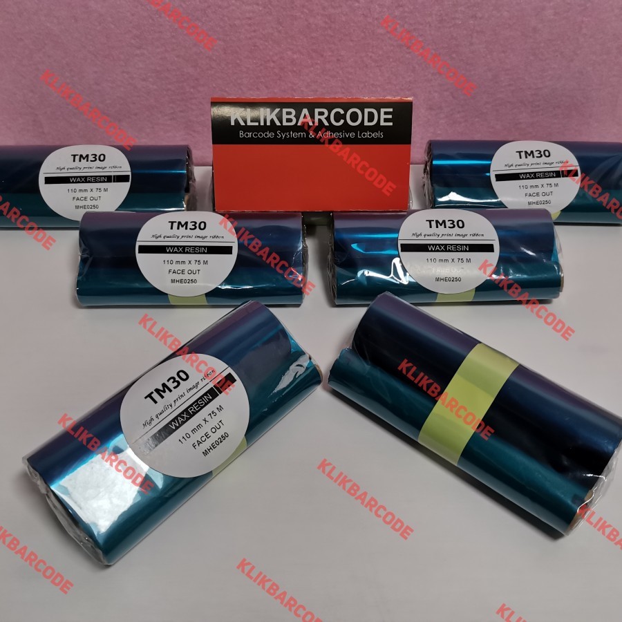 Jual ribbon pita printer wax resin ukuran 110 x 75 meter. face out ...