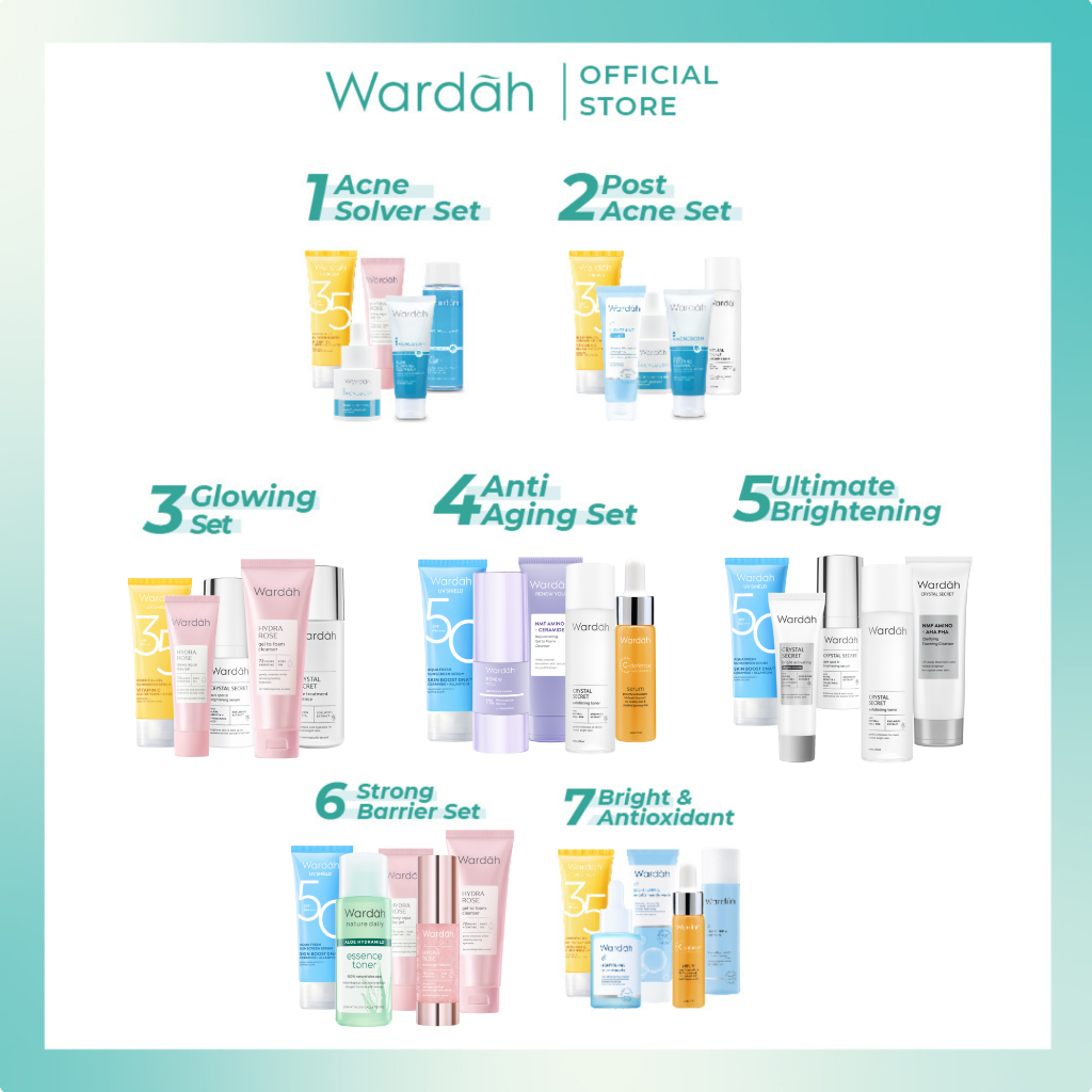 Jual Paket Skincare Wardah Isi 5 pcs Face Wash, Toner, Moisturizer