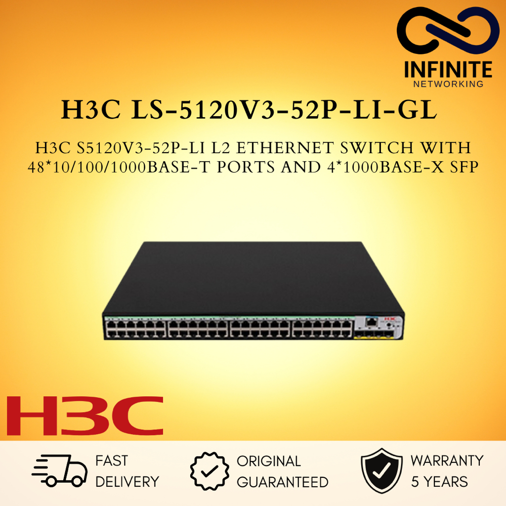 Jual H3C LS-5120V3-52P-LI-GL 48 Port+4 SFP Gigabit Ethernet Switch ...