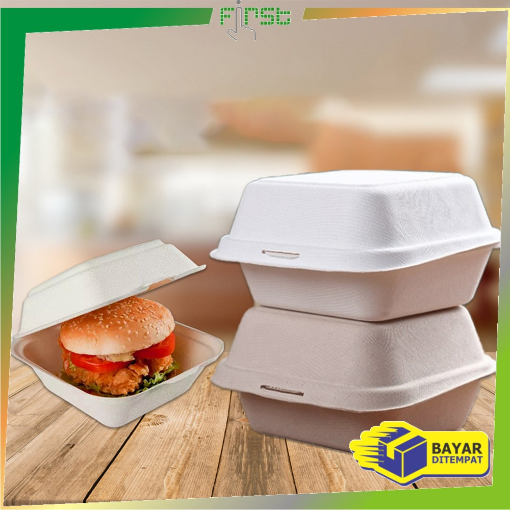 Jual FH-C1100 Bagasse Box Serat Tebu Lunch Box Burger 6in Food Grade ...