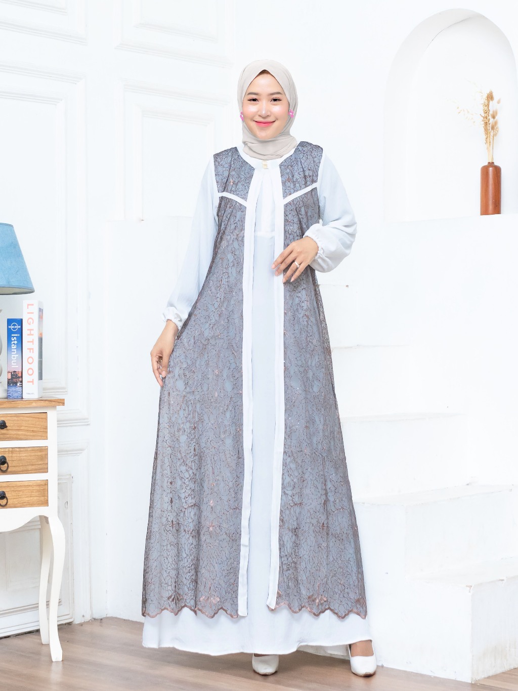 Jual GVS Prasela Gamis Pesta Selendang Bahan Airflow Mix Tulle / Gaun ...