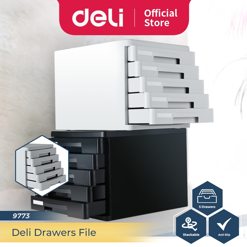 Jual Deli Rak Penyimpanan 5 tingkat / 5 Drawers File Cabinet 9773 ...