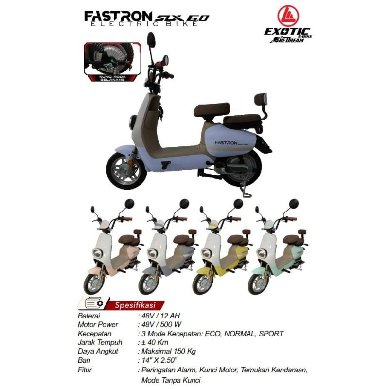 Sepeda Listrik Exotic Fastron SLX 6.0 500WATT TERBARU SLX6