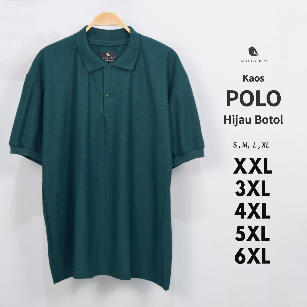 Jual Kaos Polo Hijau Botol Big Size Pria S M L XL XXL 3XL 4XL 5XL 6XL ...