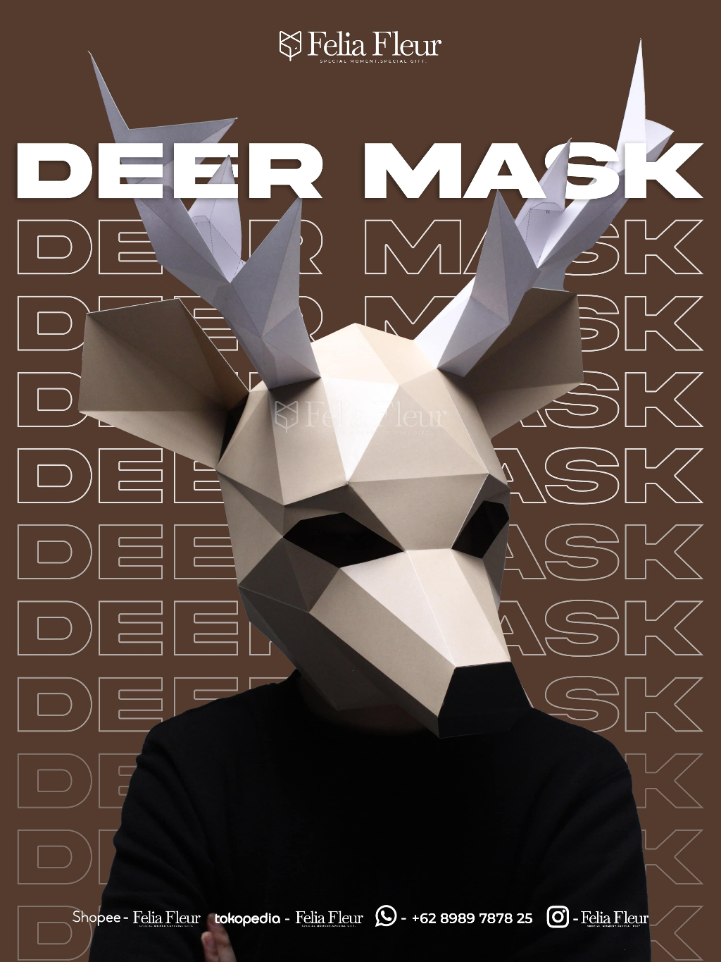 Jual Japanese Papercraft Topeng Rusa Deer Mask Premium 3D Acara Ulang ...