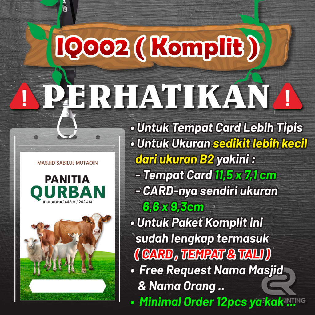 Jual Name Tag Panitia Qurban // Id Card Panitia Qurban Idul Adha ( Id ...