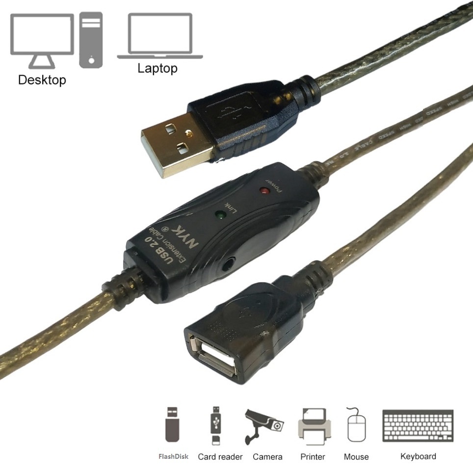 Jual Kabel USB 2.0 Extender with Chipset Extension 15M | Shopee Indonesia