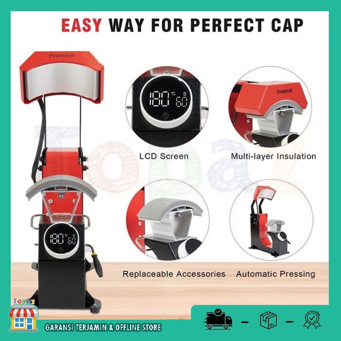 Jual Mesin Press Topi Automatic Cap Heat Freesub F136 - 3IN1 | Alat ...