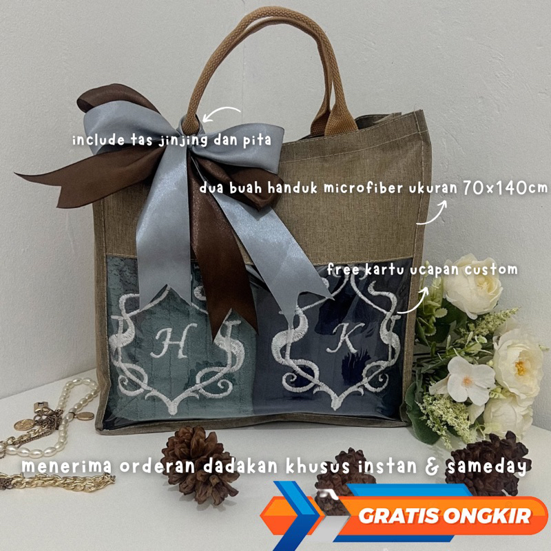 Handuk Couple 70x140cm Custom Bordir Wedding Pernikahan / Hampers Wedding / Gift Set Box Handuk Pasangan / Hampers Wedding Pernikahan / Paket Kado Hampers Handuk Couple Set / Kado Ulang Tahun Birthday / Kado Anniversary / Seserahan Hantaran Pernikahan