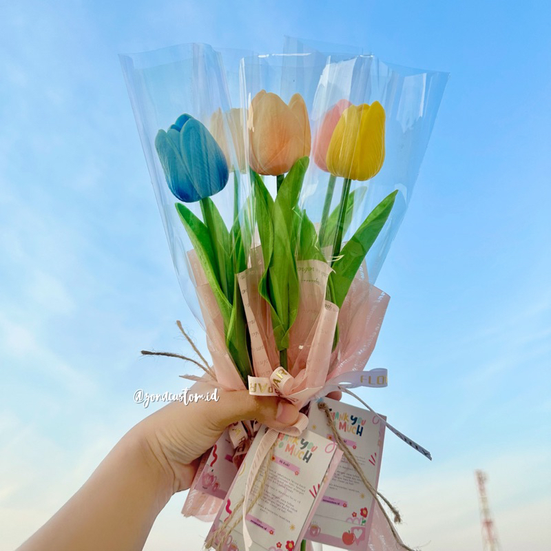 Jual Buket Bunga Tulip Buatan Artifisial Cantik Hadiah Kado Gift Kenang ...