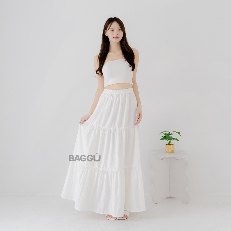 Jual BAGGU Nakia Layer Skirt OffWhite / Rok Linen / Rok Layer Putih ...