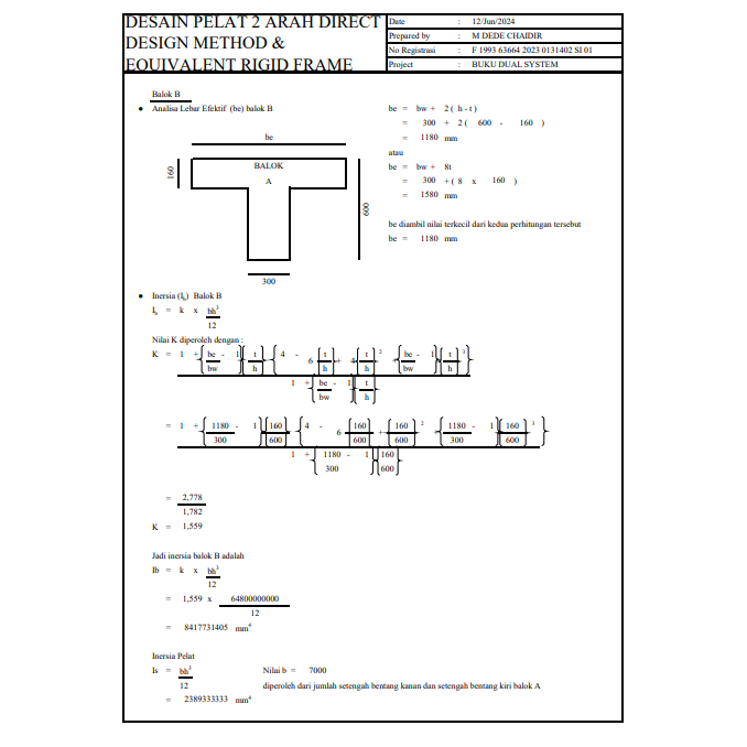 Jual FILE EXCEL DESAIN PELAT LANTAI 2 ARAH SNI2847-2019 DENGAN METODE ...