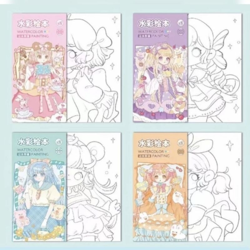 Jual BUKU MEWARNAI TRAVEL POCKET COLORING BOOK WATER COLOR PAINTING