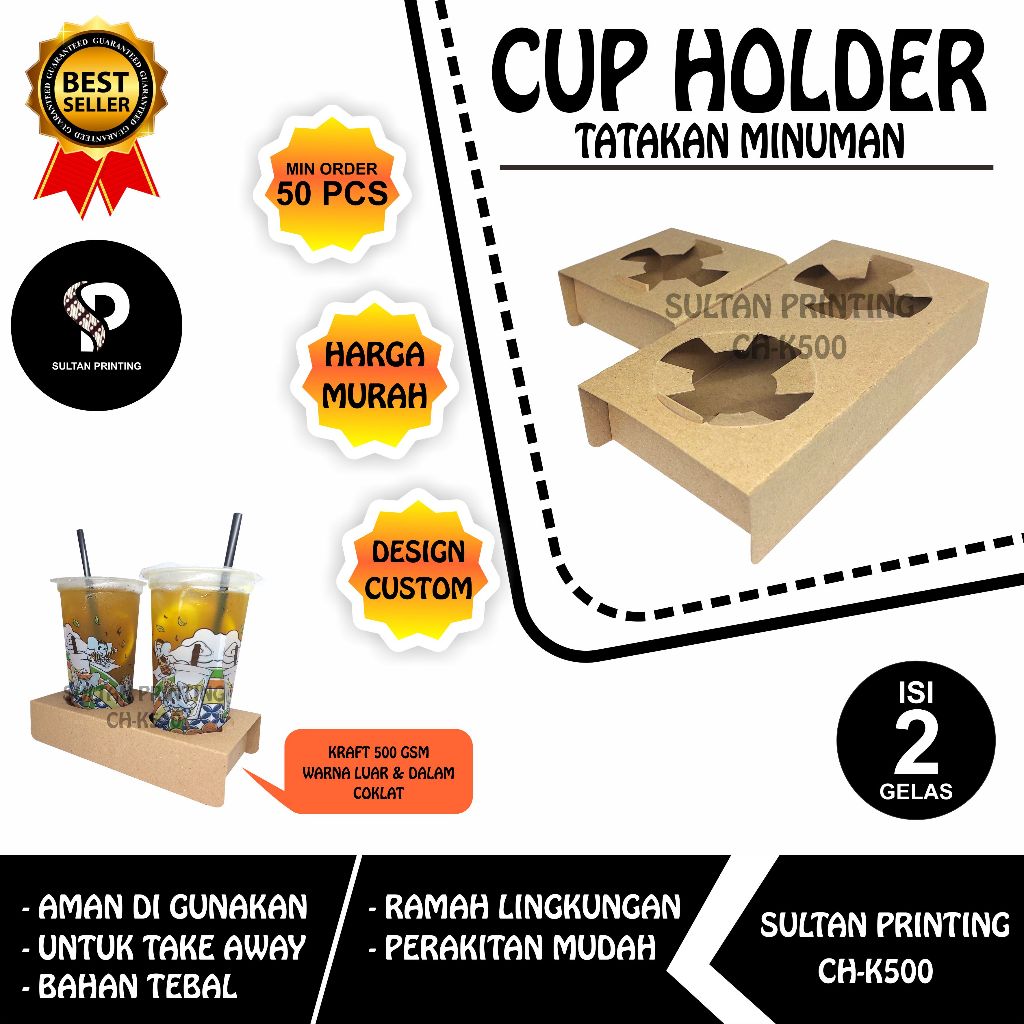 Jual PAPER CUP HOLDER (ISI 2 GELAS)/ TATAKAN MINUMAN TAKE AWAY/ KRAFT ...