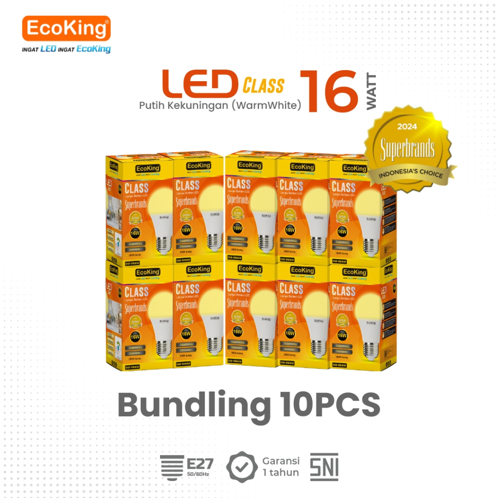 Jual EcoKing Lampu Bohlam Led Rumah Light Bulb Class 16W Cahaya Kuning ...