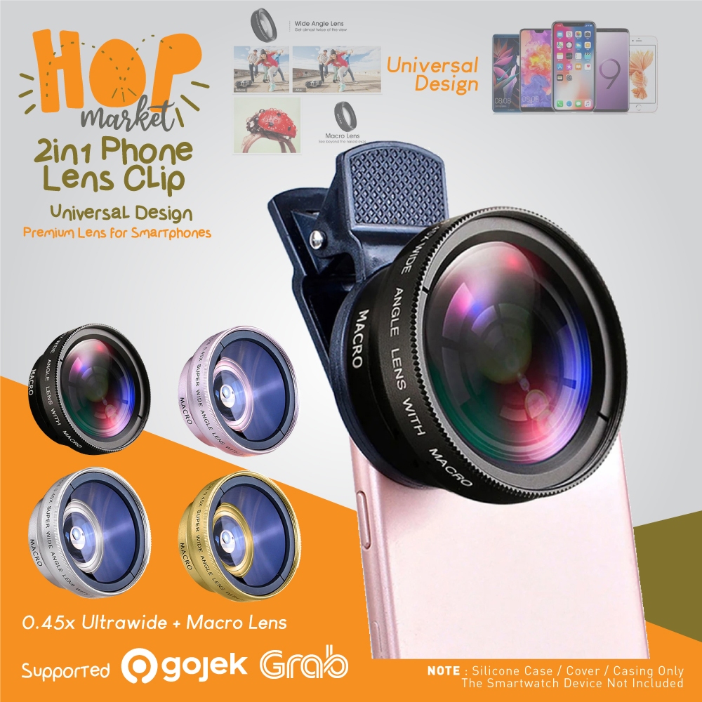 Jual HOP U045 Lensa HP Wide Angle 0.45x 37mm + Macro Lens for Universal ...