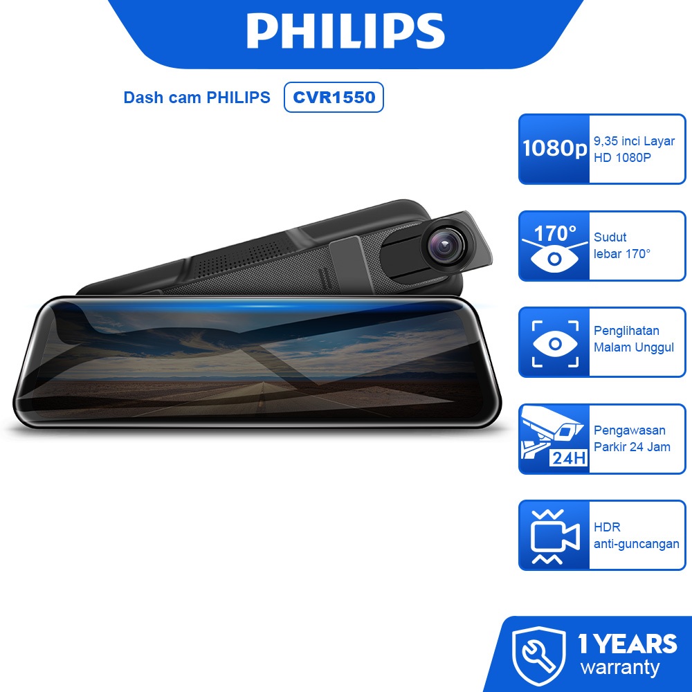 Jual Philips Dashcam Mobil Touch Screen Full HD 1080P Car DVR Camera ...