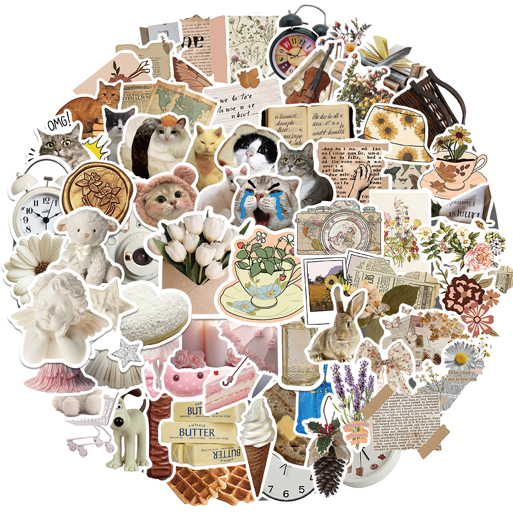 Jual COD gaya INS retro kucing lucu stiker untuk papan luncur/Buku ...