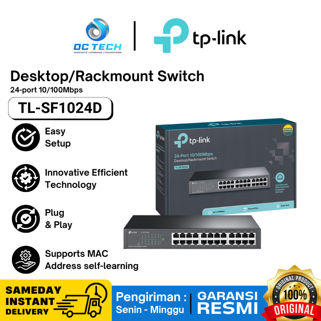 Jual Desktop Rackmount Switch TP Link TL-SF1024D 24 Port Ethernet 10 ...
