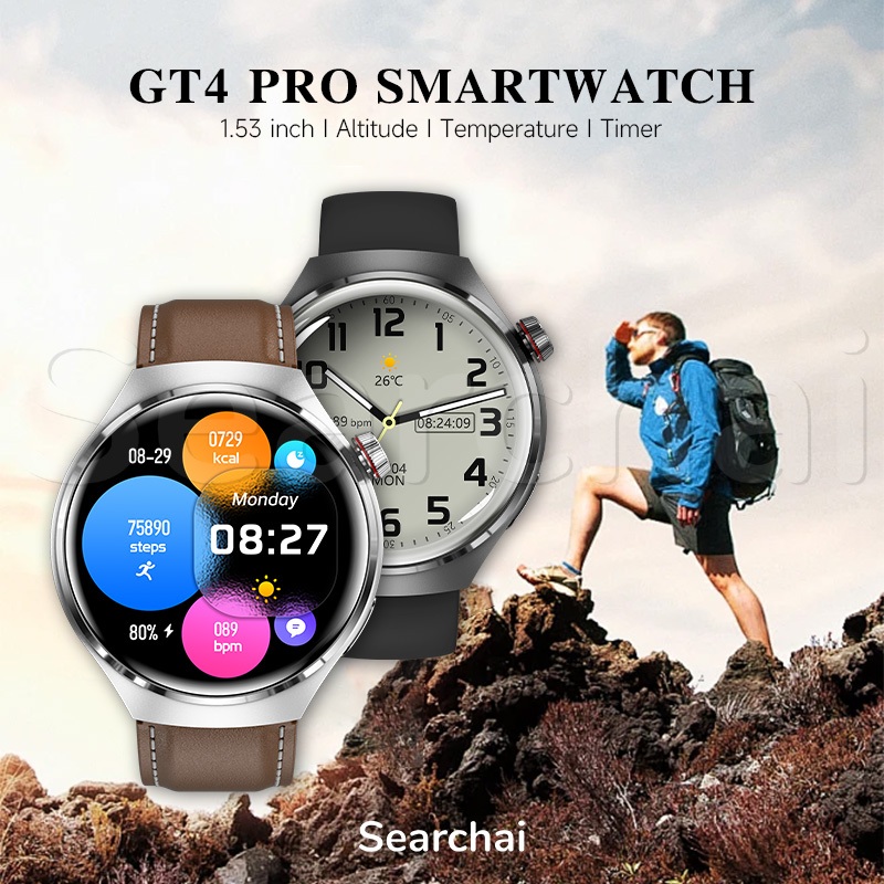 SEARCHAI GT4 PRO Smart Watch inch Screen NFC Altitude Bluetooth Call  Jam tangan olahraga pendakian gunung luar ruangan Heart Rate Blood Oxygen 