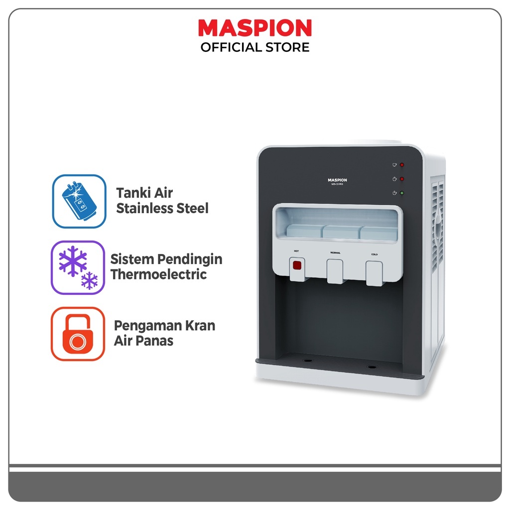 Jual MASPION DISPENSER MEJA 3 KRAN PANAS DINGIN NORMAL MD 19 PAS / MD ...