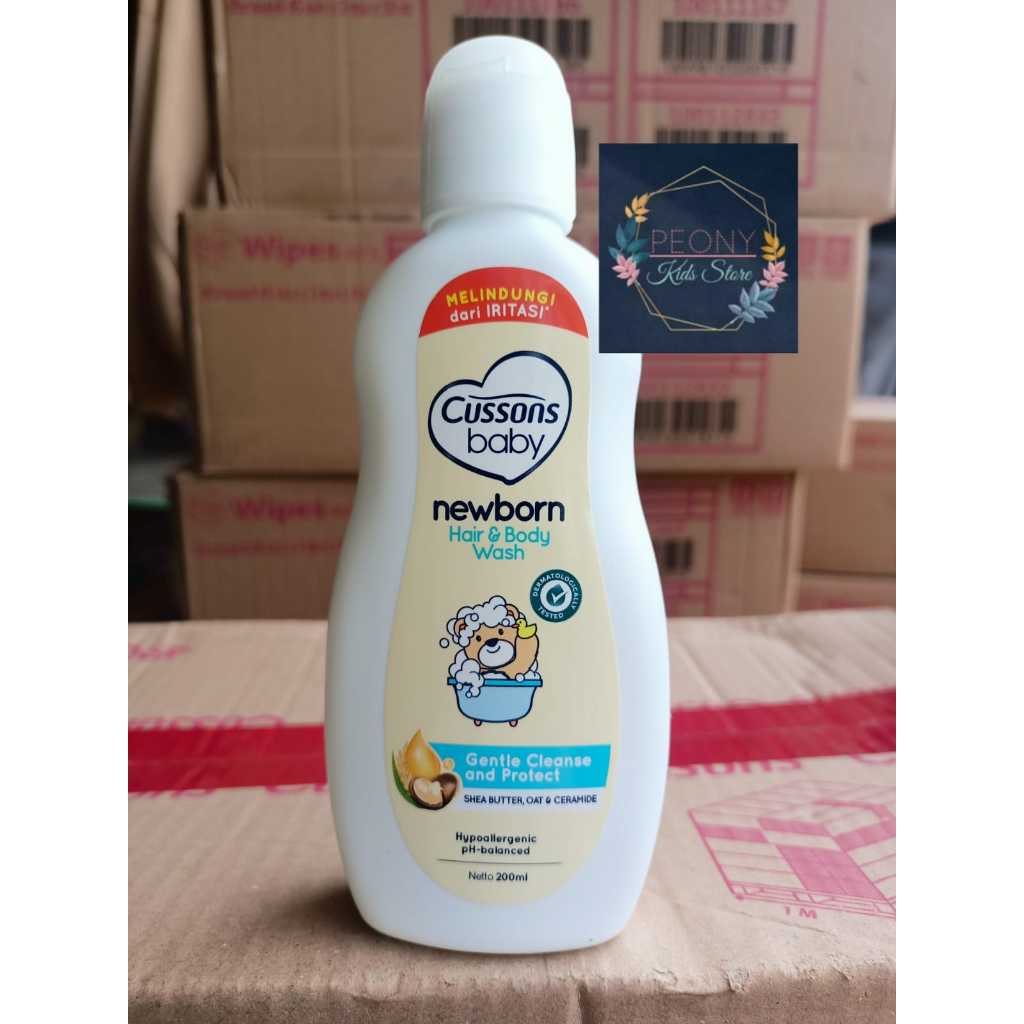 Cussons NEWBORN HAIR&BODY WASH 400ML 200ML 100ML/sabun shampoo bayi Cusons  putih gentle cleanse protect