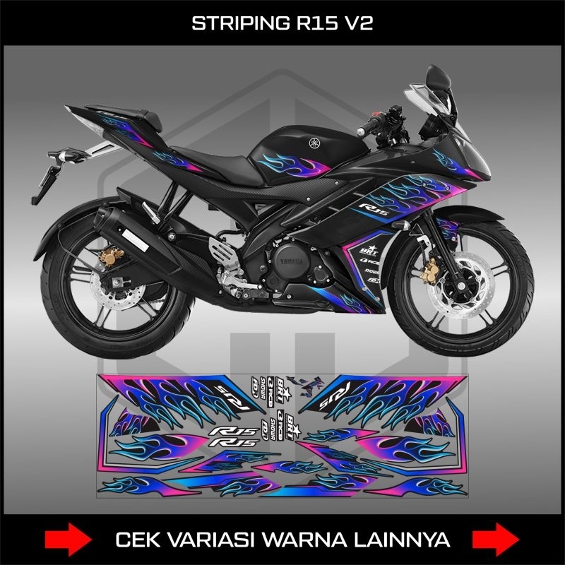 Jual Striping Yamaha R15 V2 Api Rainbow / Decal Sticker Lis Motor R15 ...