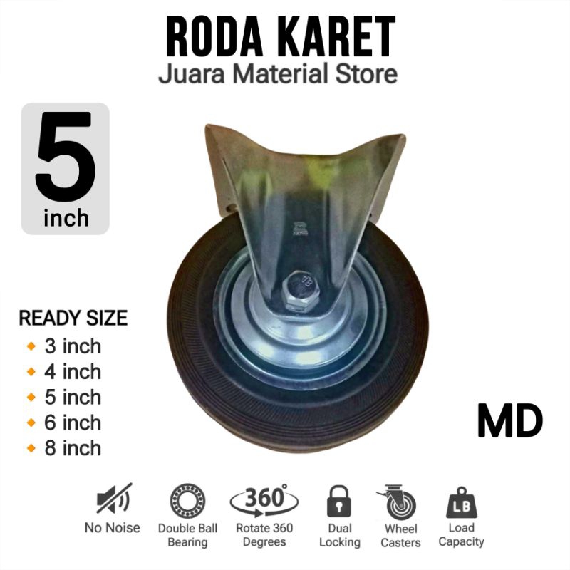 Jual Roda Trolly Karet Medium Duty 5 Inch 100 mm isi 28pcs - Mati ...