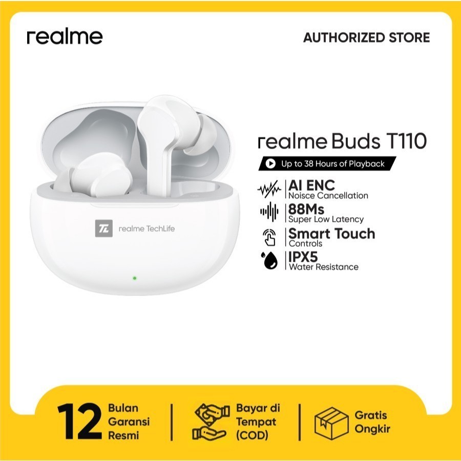 Jual TWS Realme Buds T110 Earphone Bluetooth Realme Original