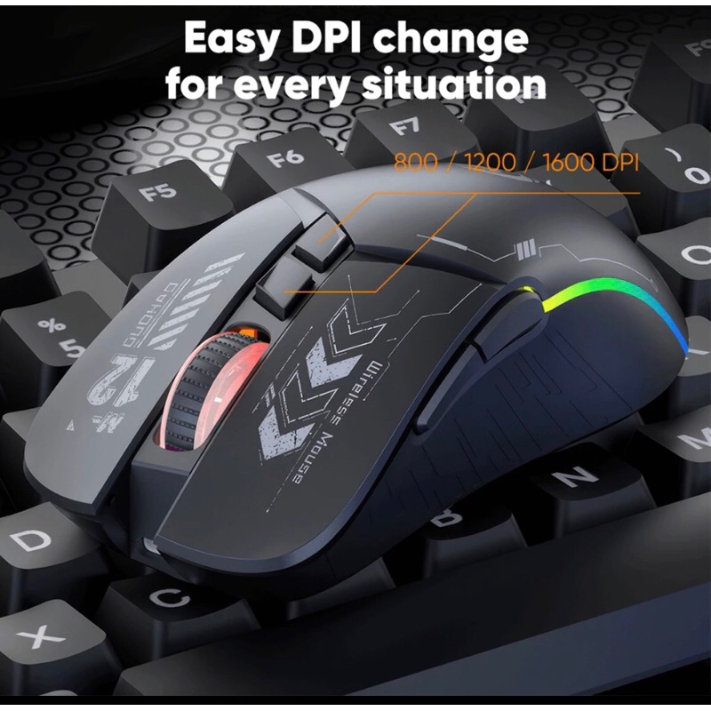 Jual Mouse gaming wireless dan bluetooth RGB Mofii light Rechargeable ...