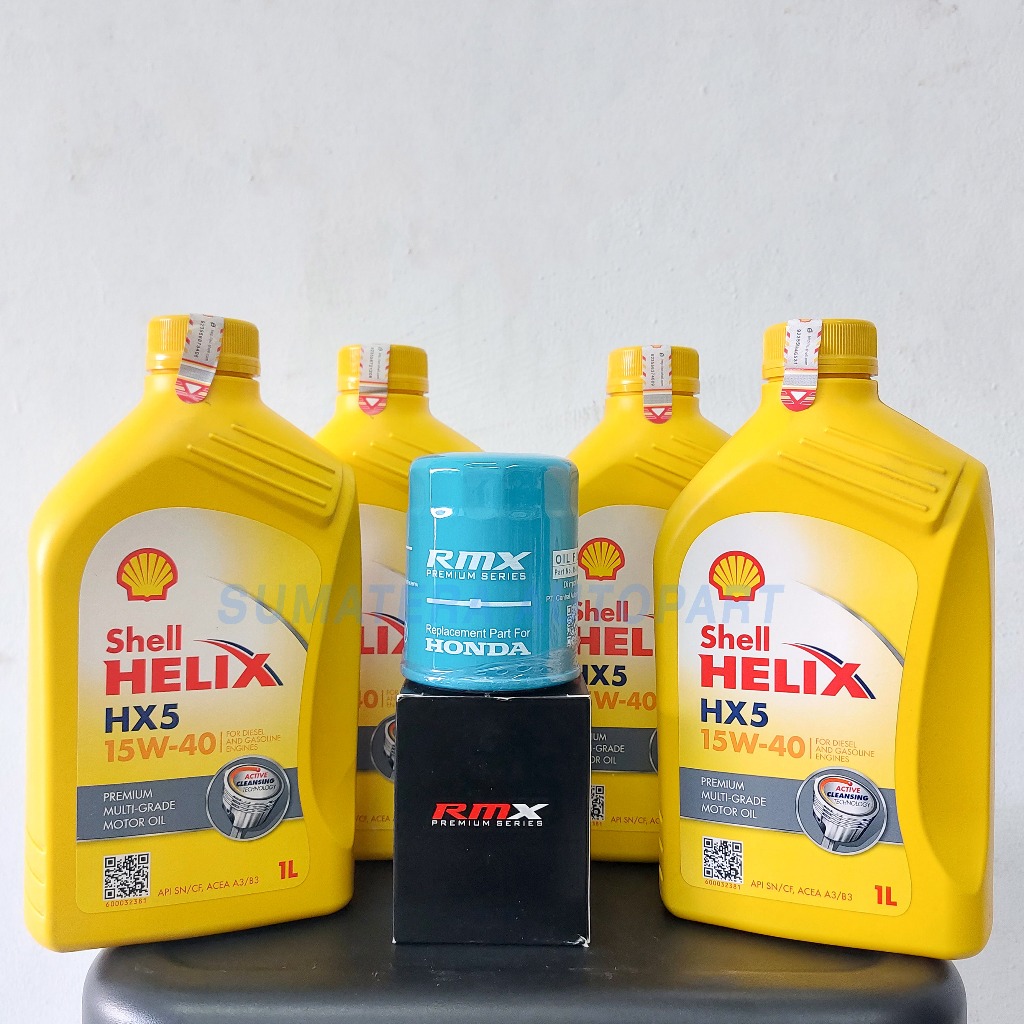 Jual 100% Original Paket Oli Shell Helix Hx5 1L Sae 15W-40 Original Dan ...