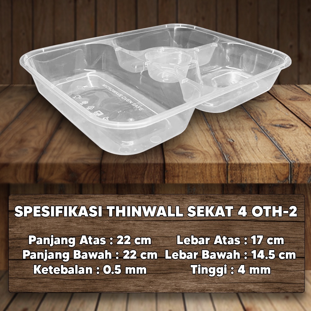 Jual Bento Sekat 4 Dome Plastik Thinwall / Sekat 4 OTH-1 & OTH-2 Food ...