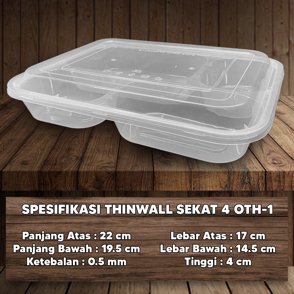 Jual Bento Sekat 4 Dome Plastik Thinwall / Sekat 4 OTH-1 & OTH-2 Food ...