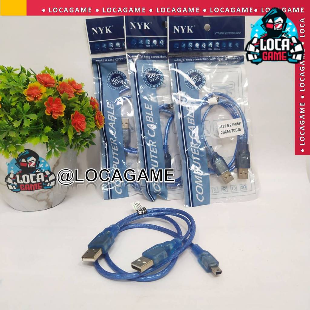 Jual KABEL CABLE USB TO MINI USB CABANG NYK BIRU PANJANG 20/70CM ...