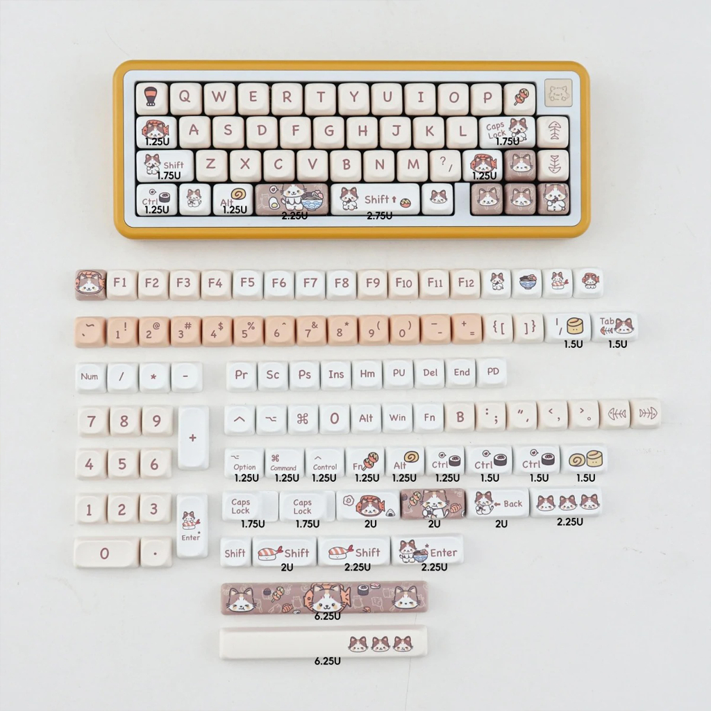 Jual Meow Japanese Food MOA Profile Keycaps PBT Dyesub 140 Keys ...