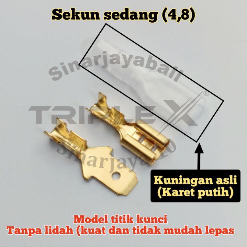 Jual skun 4,8 terminal sedang kuningan sekun pipih gepeng kabel motor ...