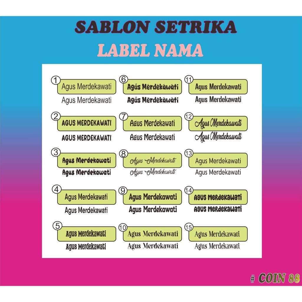 Jual Sablon Stiker Setrika Label Nama/Custom Label Nama Untuk Anak-anak ...